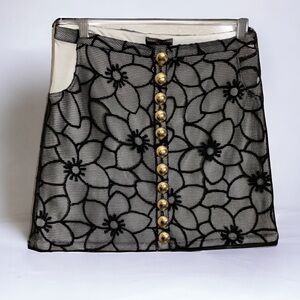 NWOT SAMANTHA LEIBOWITZ BLACK‎ & WHITE  MESH LACE MARY KAE SKIRT. SIZE M